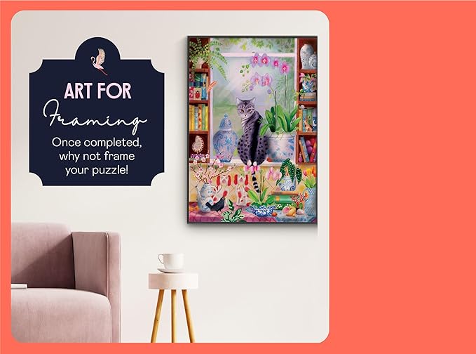 Elena Essex Puzzles for Adults 500 - Cat in The Window | 500 Piece Puzzles for Adults | Jigsaw Puzzles 500 Pieces | Cat Puzzle | Puzzles Size 18x24inches