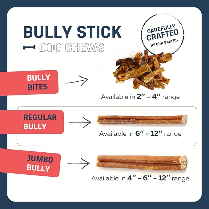 Big Lu - 12” Regular Bully Sticks, 12 Count, 100% Grass-Fed Beef Chews, Fully Digestible, Long-Lasting Treats for Aggressive Chewers, Natural Single-Ingredient Chews for Large Dogs