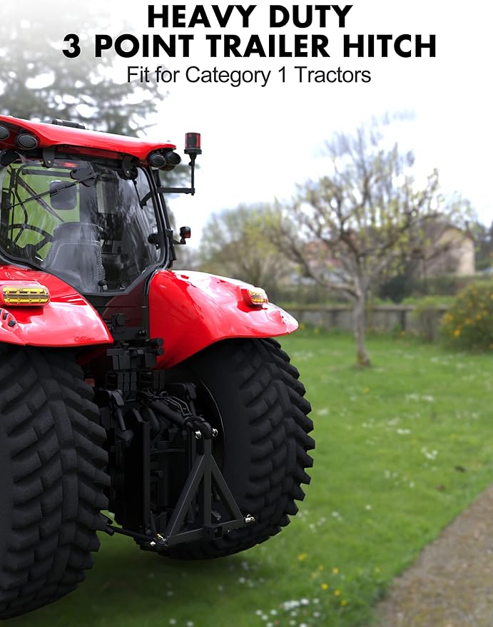 3 Point 2" Trailer Hitch Receiver Heavy-Duty for Category 1 Tractors Compatible with Kubota, BX, LM25H, WLM Tractor, NorTrac, Yanmar, Kioti, Cat