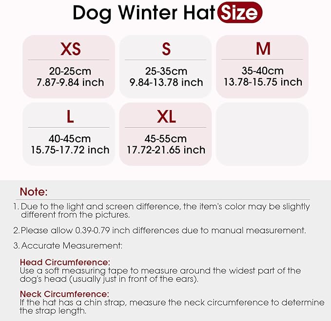 Dog Hats for Large Dogs, Christmas Dog Hat with Ear Holes & Adjustable Chinstrap, Pet Warm Snow Bomber Hat for Cold Weather, Soft Faux Rabbit Fur, Outdoor Beanies Noise Protection