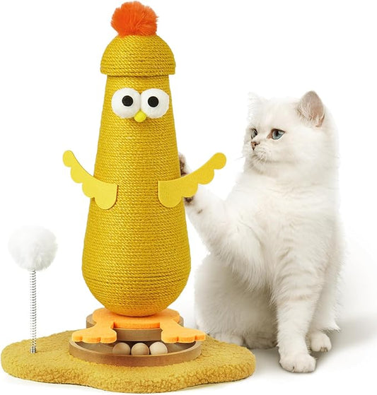 Cat Scratching Post for Indoor Cats,Cat Toys Scratcher Sisal Scratch Posts for Kittens with Interactive Track Ball Spring Ball Toy