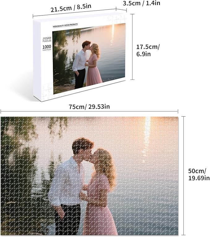 Custom Photo Puzzle, Personalized 1000 Piece Jigsaw Puzzle from Your Photos, Custom Puzzle Gift for Family, Pets, Wedding, Anniversary,Christmas, Adults, and Couples(1000-vertical)