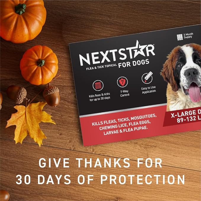 NEXTSTAR Flea and Tick Prevention for Dogs, Repellent & Control, Fast Acting Waterproof Topical Drops, Extra-Large Dog Flea & Tick Control, 6 Monthly Doses