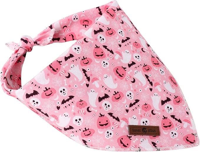 Lionet Paws Cotton Halloween Dog Bandanas Pink,Pumpkin Comfortable Dog Bandana Bibs Scarf Dogs Kerchief,Autumn Scarves for Small Medium Dogs Pets