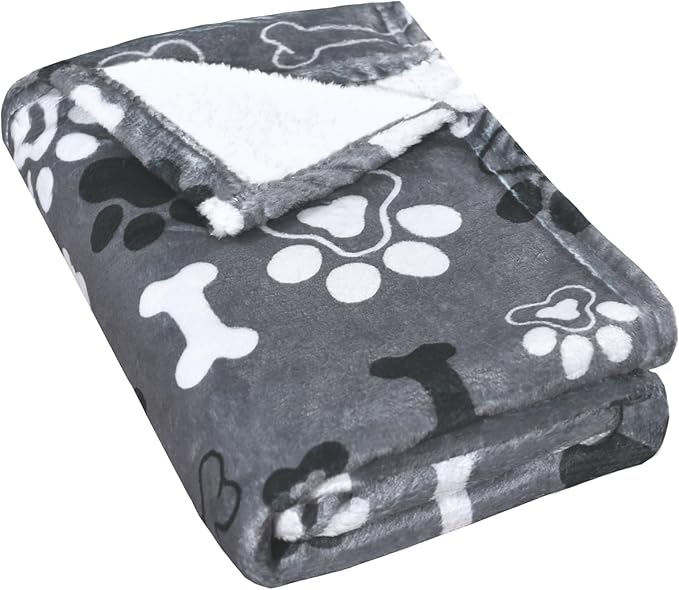 Dog Blanket,Super Soft Fluffy Premium Fleece Pet Puppy Blanket for Large Medium Dog Cat Mat Cover for Bed Couch,Cute Reversible Cow Print, Gray,(41 x 31 Inch)