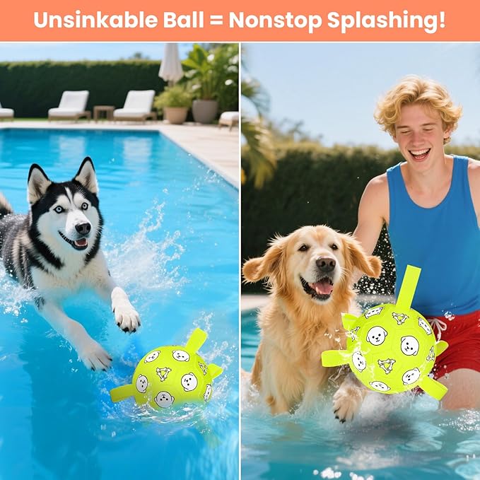 Dog Soccer Ball, Durable Dog Soccer Ball with Straps, Water Fetch Toys, Dog Toys Outdoor, Fun Puppy Birthday Gift for Small & Medium Dogs, 6 Inch