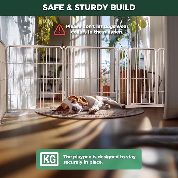 FXW Homeplus Unleashed Indoor Dog Playpen - Stress-Free and Safe Play, Heavy Duty 32 Inch 16 Panels Dog Pen for Small and Medium Dogs, White│Patented