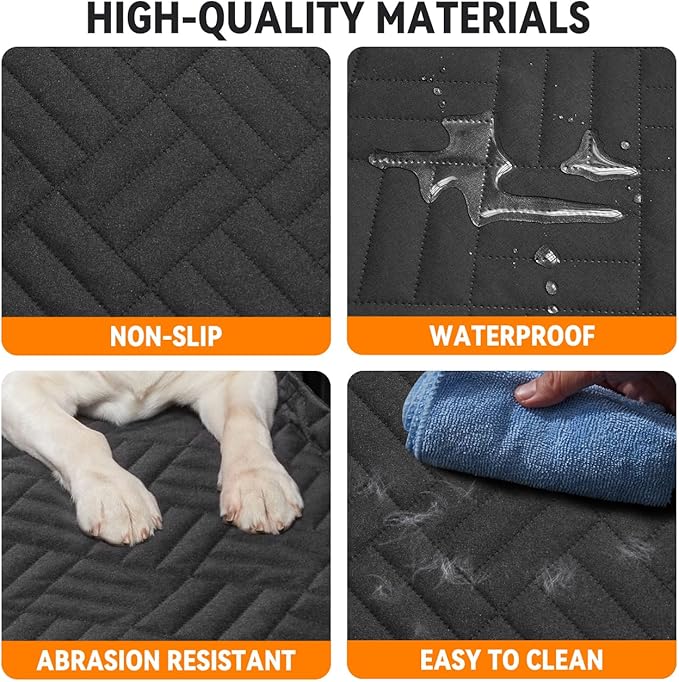 YJGF Dog Back Seat Extender for Truck,Truck Seat Cover Back Seat,Dog Hammock for Truck,Pet Seat Covers for Dogs,Hard Bottom Seat Extender for Dogs,Dog Seat Cover for F150/RAM1500/Silverado (Black)