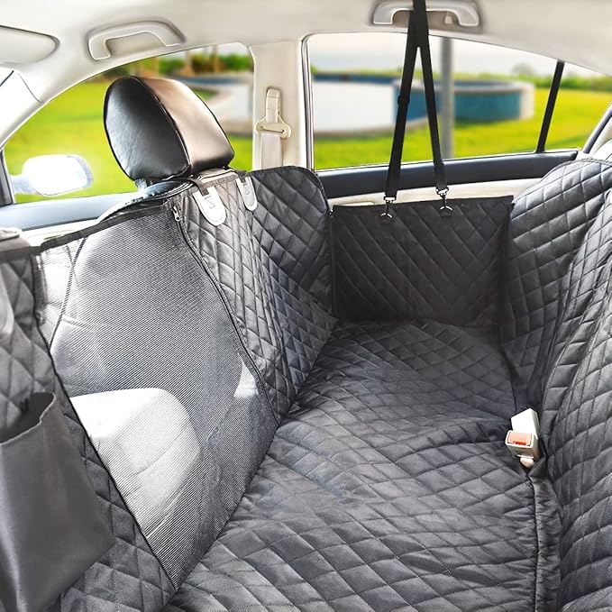 Vailge X-Large Dog Car Hammock, 100% Waterproof with Mesh Window, Scratch Prevent Anti-Slip Car Seat Covers for Back Seat