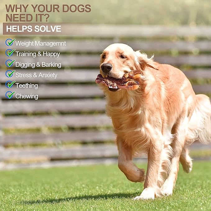 PETSTA Indestructible Dog Toys for Aggressive Chewers, Extreme Tough Dog Toys for Large Dogs, Real Beef Flavored, Dog Bone for Medium/Large Dogs Breed