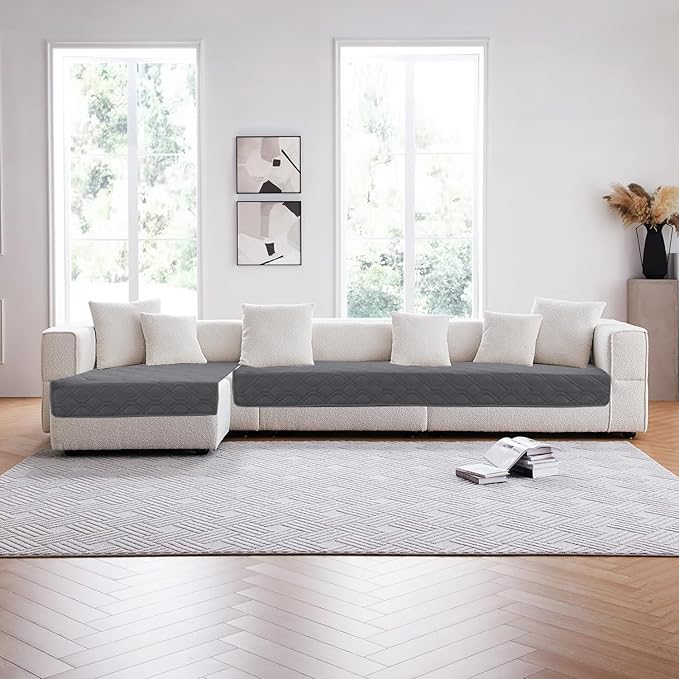 PrinceDeco Waterproof Dog Blanket Pet Bed Cover for Furniture Bed Couch Sofa Loveseat with Anti-Slip Back (32x62 Inch, Grey)