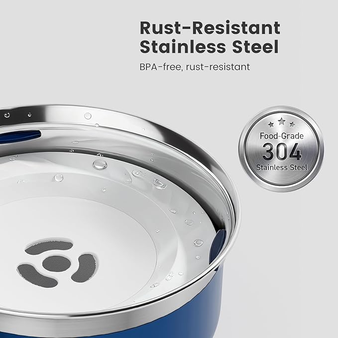 Gardner Pet Slow Water Bowl for Dogs, 2L/68oz Spill-Proof Pet Water Bowl with Floating Disk & Filter Screen, Stainless Steel No-Spill Water Dispenser for Small & Medium Pets