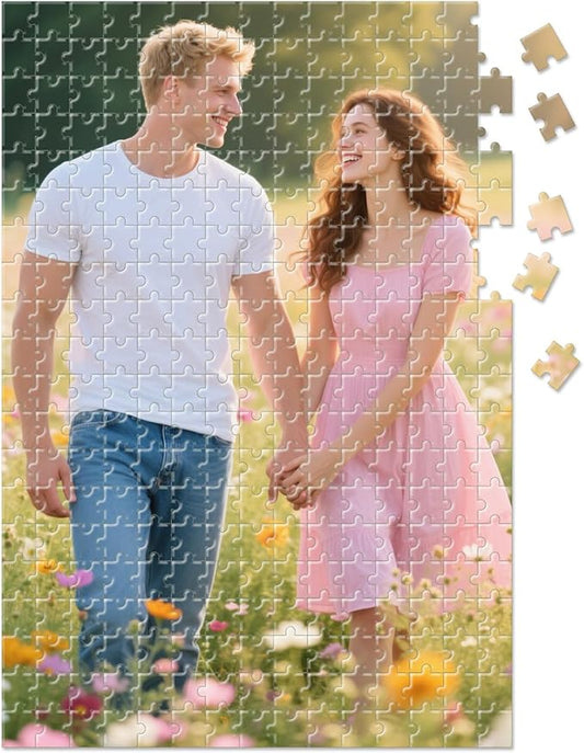 Custom Photo Puzzle – Personalized Jigsaw Puzzle from Your Photos in 200/300/500/1000/1500 Pieces – Custom Puzzle Gift for Christmas, Pets, Weddings, Anniversaries, Adults and Couples(300-vertical)