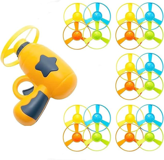 Cat Fetch Toy, Interactive Flying Cat Toy with 20 Flying Propellers, Kitten Tracks Toy for Training Hunting Chasing(Yellow)