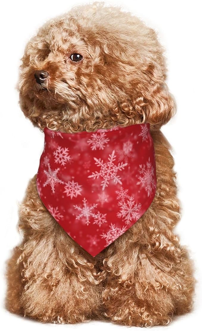 Christmas Snowflake Red Dog Bandana Scarf Triangle Bibs Pet Accessories Cat Kerchief