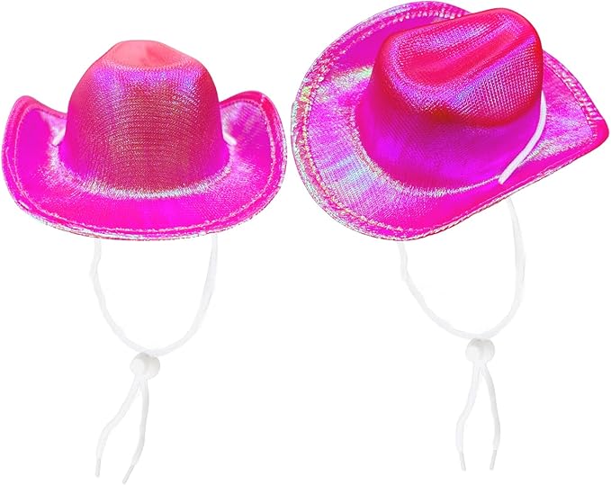 Dog Cowboy Hat Cat Cowboy Hat Pet Cowboy Costume Mini Cowboy Hat for Dogs Cat Holiday Halloween Pet Party Decoration (Rose red-style2, Small)