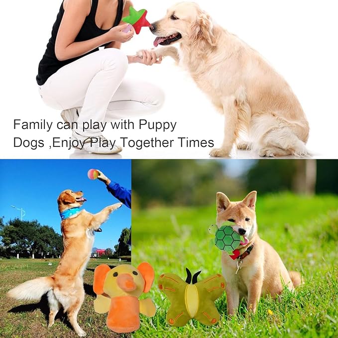 Puppies Pet Multiple Designs Rope Dog Chew Toys,Cute Stuffed Plush Puppy Squeaky Toys for Small Medium Dogs Interactive Play Exercise (Pack of 15)