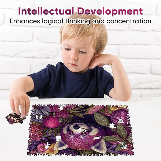 Mocfesk Wooden Puzzles for Adults, Red Panda Puzzles 200 Pieces, Unique Shaped Animal Jigsaw Puzzles for Adults and Kids, Birthday Gifts Fun Family Game 12.2'' x 9.1''