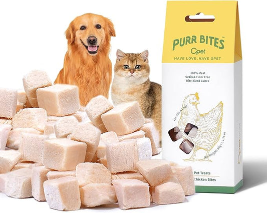 OPET Freeze Dried Cat Treats - Single Ingredient High Protein Pet Food, Healthy Training Snacks, Freeze Dried Chicken Food Toppers for Cats and Dogs, Grain Free (1.76oz)