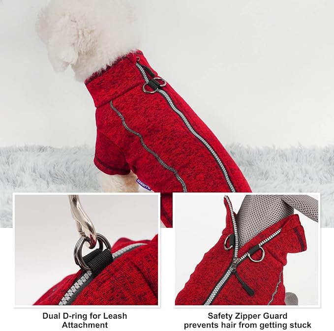 cyeollo Dog Coat Jacket Fleece Lined Inside Reflective Coats with D Ring Zipper Up Dog Winter Coats Warm Clothes Dogs Sweaters for Small Dogs