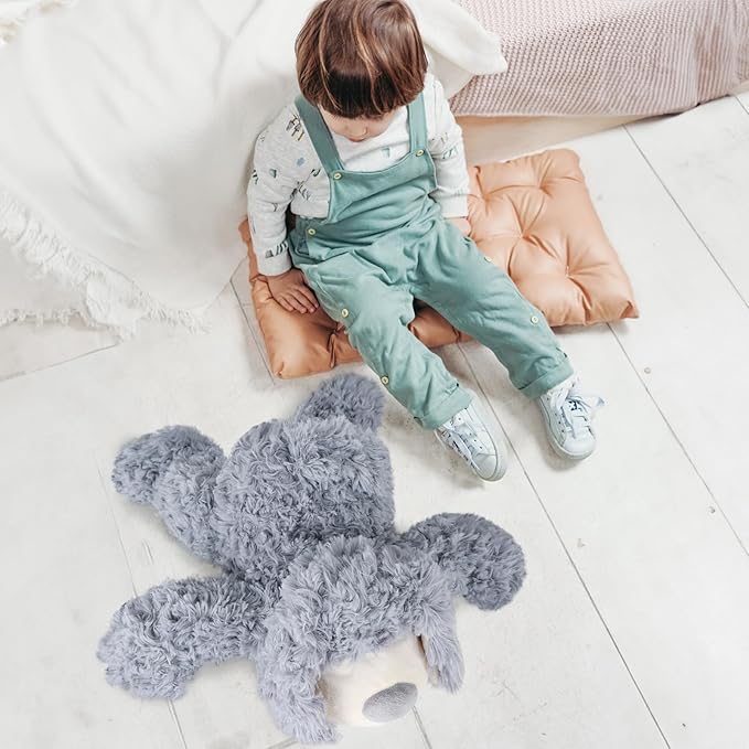 Smiling Gray Puppy Dog Stuffed Animal Plush Toys– Soft Shaggy Plush with Floppy Ears & White Belly, Cuddly Toy for Kids Boys Girls Birthday Nursery Bedtime Easter Gifts, 17.7 inches