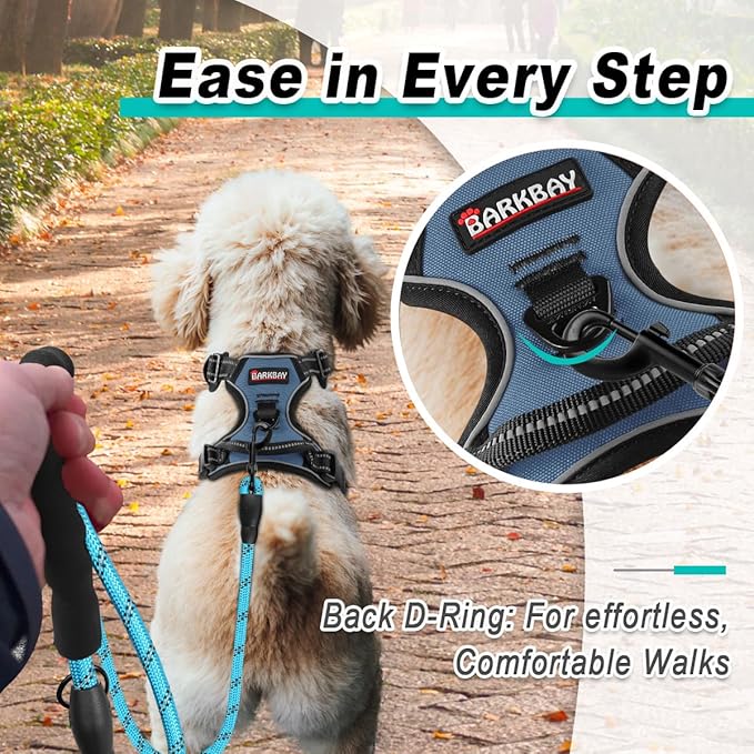 BARKBAY Dog Harness No Pull for Small Dogs - Adjustable, Reflective, Comfortable, No Choke, Heavy-Duty - Perfect for Outdoor Training, Walking, and Hiking - Strong & Durable - XS & Navy