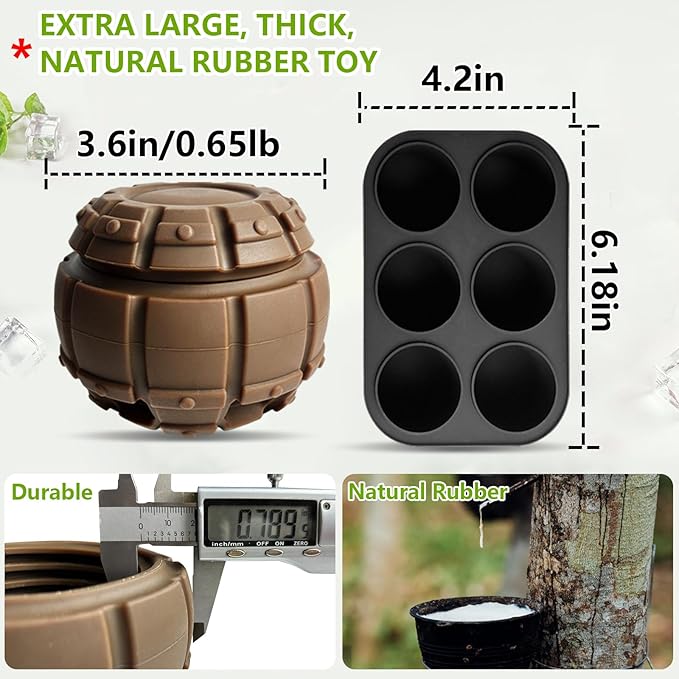 Yipetor Treat Dispensing Dog Toy, Long-Lasting Durable Large Dog Toys, Freezable Fillable Rubber Dog Toys, DIY Interactive Dog Puzzle Play Toy, Holds Kibble, Stopper+Silicone DIY Treat Tray (Small)