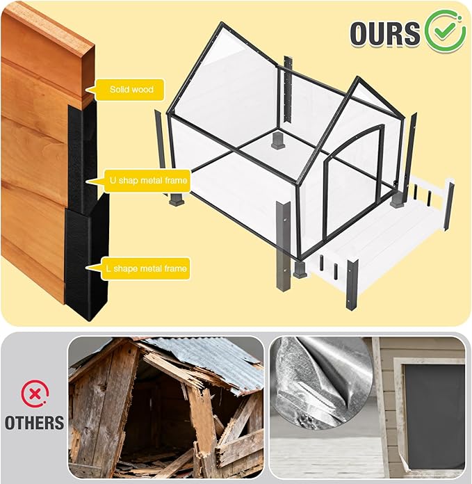 Dog House Outdoor Waterproof Dog Kennel for Small to Medium Size Dogs Doghouse Puppy Shelter with Elevated Floor for Winter (Brown-A, Medium)