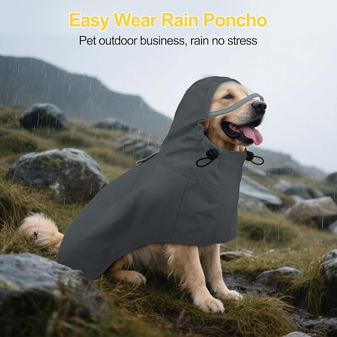 DENTRUN Dog Rain Jacket for Poodle, Bichon – Breathable Mesh Lined, No-Sleeves Easy Wear – Perfect for Rainy Day Walks, Park Visits, Travel, M