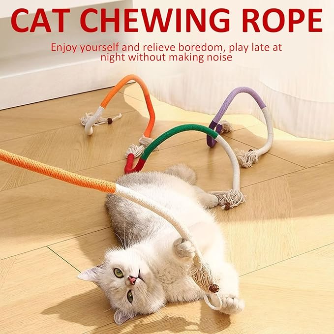 Cat Chew Rope, Catnip-Infused Organic Cotton Chew Rope Toys for Cats, Soft & Safe Dental Chew Toys, Self-Play & Teeth Cleaning for Cats (Mix)