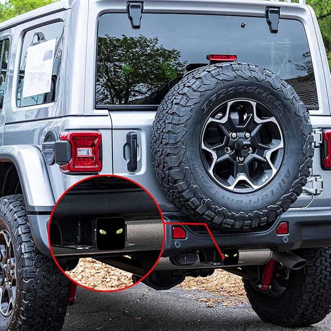 Hitch Receiver Cover Cat Eye, Golden Evil Animal Cat Tiger Eyes 2" Compatible with Trailer Hitch Tube Cover Plug Cap, Rubber Trailer Hitch Cover Towing Hitch Cover