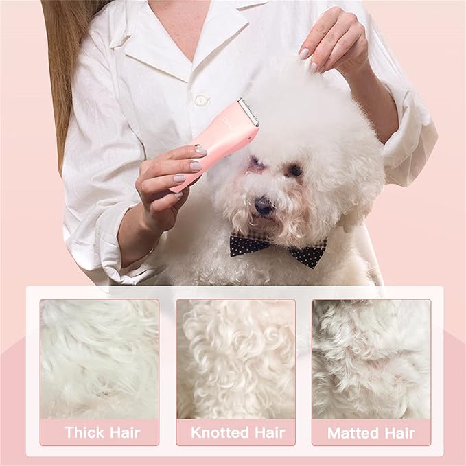 Dog Cat Home Hair Clipper Portable Electric Pet Grooming Kits,Pink,TS006