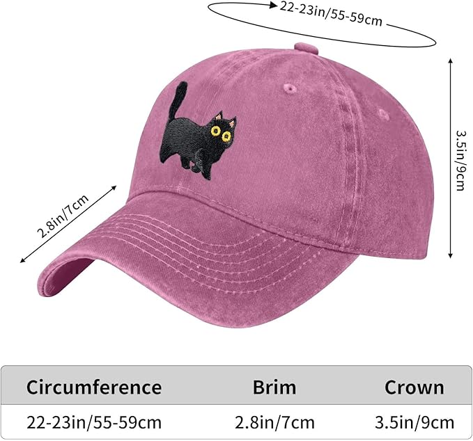 Black Cat Hat,Ragdoll Cat Embroidered Adjustable Cotton Baseball Cap for Men Women,Gifts for Cat Lovers