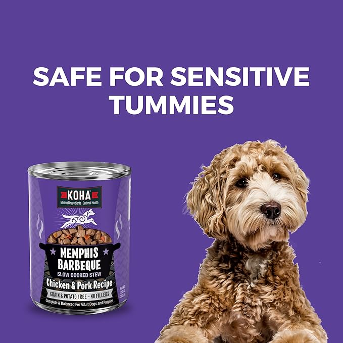 KOHA Memphis BBQ Stew for Dogs with Chicken and Pork, High Protein Wet Dog Food, 12.7oz Cans (Case of 12)