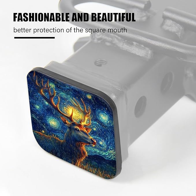 Hitch Cover Fits for 2-Inch Hitch,Cosmic Stag Reverie Rubber Trailer Hitch Cover Tube Plug Insert,Car Exterior Accessories, Receiver Tube Hitch Plug