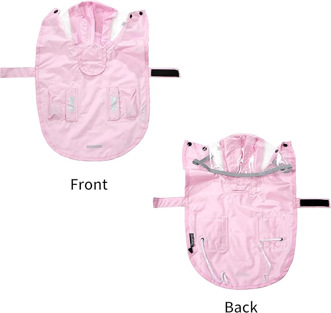 Waterproof Dog Raincoat, Adjustable Reflective Lightweight Pet Rain Clothes with Poncho Hood (Light Pink, Medium)