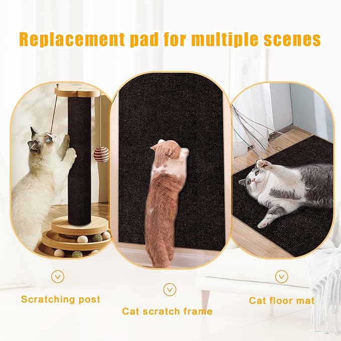 Cat Scratch Mat,118.5"x17.4" Trimmable Self-Adhesive Cat Scratch Furniture Protector, Sticky Cat Scratcher Wall Mat, Covering Cats Tower, Couch Protector from Cats Claws (Brown)