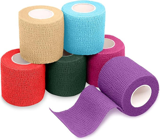 FriCARE Self Adhesive Bandage Wrap, Medical Tape in First Aid Kit, Cohesive Bandages for Wounds Sport Vet, 2 inches X 5 Yards 6 Rolls, Lagoon Breeze