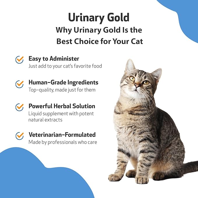 Pet Wellbeing Urinary Gold for Cats - Vet-Formulated Multi-Herb Urinary Tract Support - Feline Bladder Health & Urinary System Wellness - Holistic Cat Supplement - Liquid Formula 2 oz (59ml)