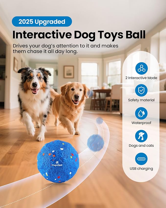 Interactive Dog Toys Ball, 2025 Upgraded Self Moving Balls and Vibrating Ball for Dogs, E-TPU Safety Material Electric Dog Toys to Keep Them Busy Rolling Balls for Small Medium Large Dogs (Orange)