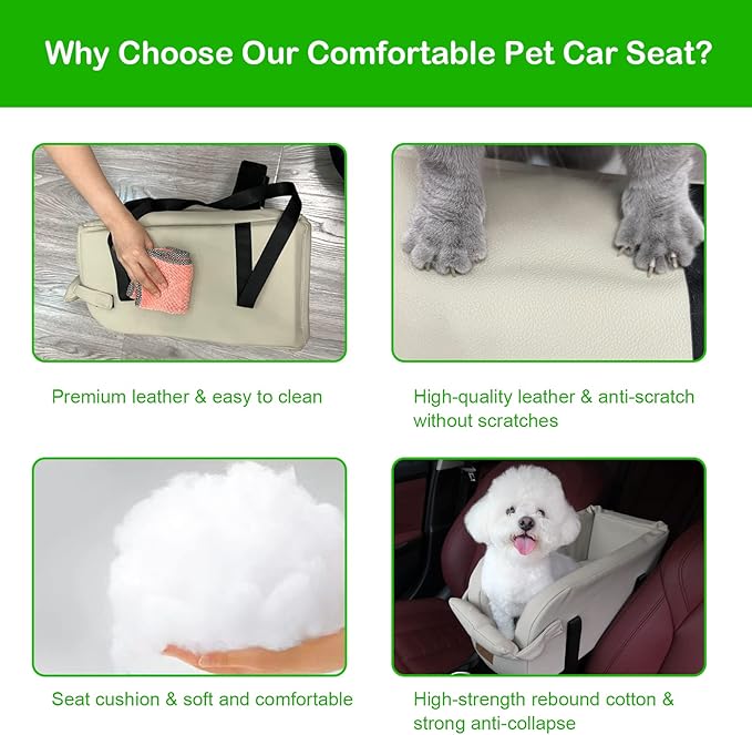 Dog Car Seat Centre Console Dog Booster Dog Car Seat Small Dog Cat Booster Seat for Dogs Cats Pets Up to 13lbs