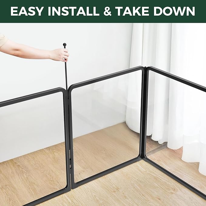 FXW Pawadise Acrylic & Wire Mesh Indoor Dog Playpen, Heavy Duty 24 Inch 8 Panels Metal Dog Pen for Puppy and Small Dogs, Black│Patented