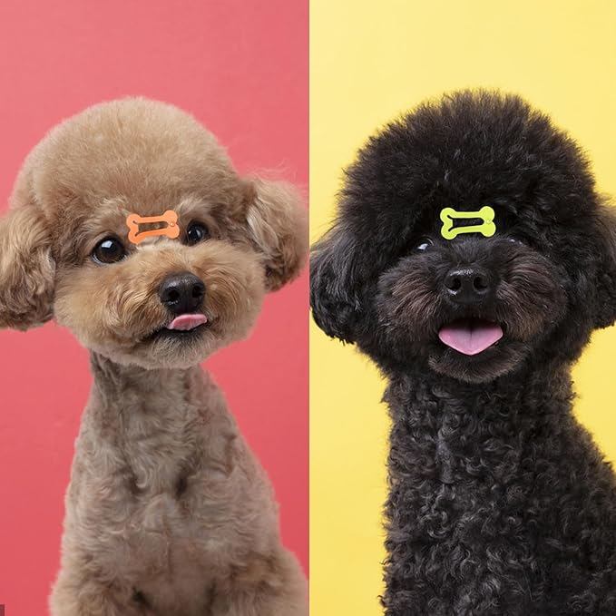 BOYIVI 48 Pieces Hair Clips for Dogs 1 Inch Mini Bone Shaped Snap Pet Hair Barrettes Multicolor Hair Accessories for Dog Cat Puppy Pet