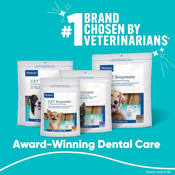 Virbac C.E.T. Enzymatic Oral Hygiene Chews for Dogs Beef 8.4 Ounces