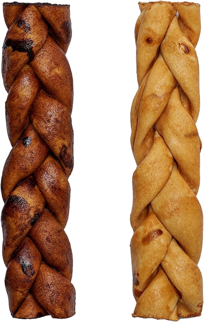 Pet Factory 100% Made in USA Beefhide 7" Braided Sticks Dog Chew Treats - Beef & Chicken Flavor, 6 Count/1 Pack