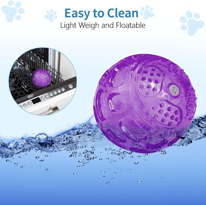 3'' Squeaky Dog Toy Balls for Lagre Medium Breed, Indestructible Dog Balls for Playing, Fetching & Retrieving, Durable Aggressive Chewers, 2 PCS Purple