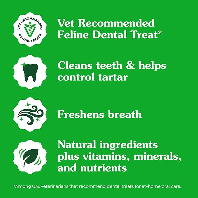 Greenies Feline Adult Dental Cat Treats, Savory Salmon Flavor, 2.1 oz. Pack