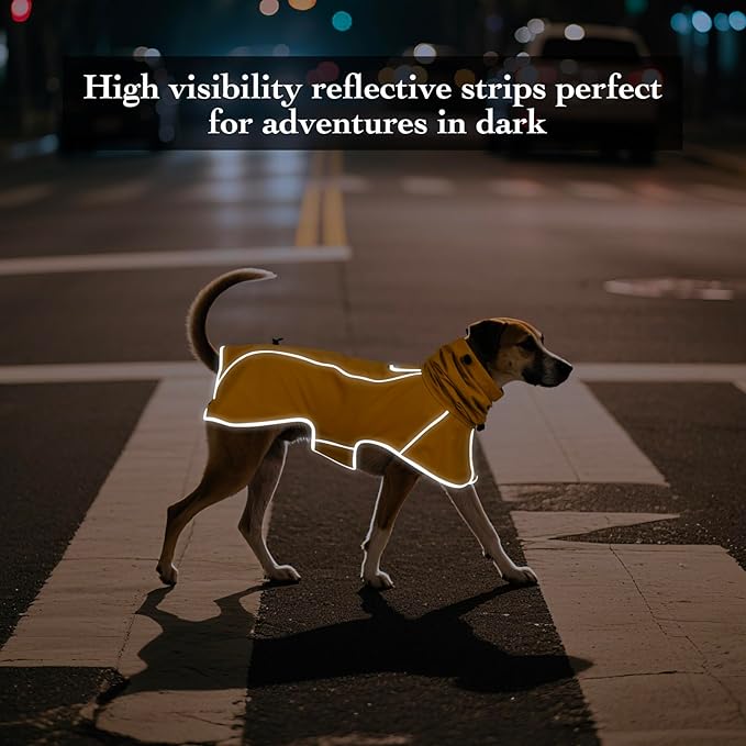 Reflective Dog Raincoat, Windproof & Waterproof Dog Rain Jacket, Adjustable Hooded Pet Poncho with Leash Hole for Small, Medium, Large Dogs(S-2XL) (Yellow, X-Large)