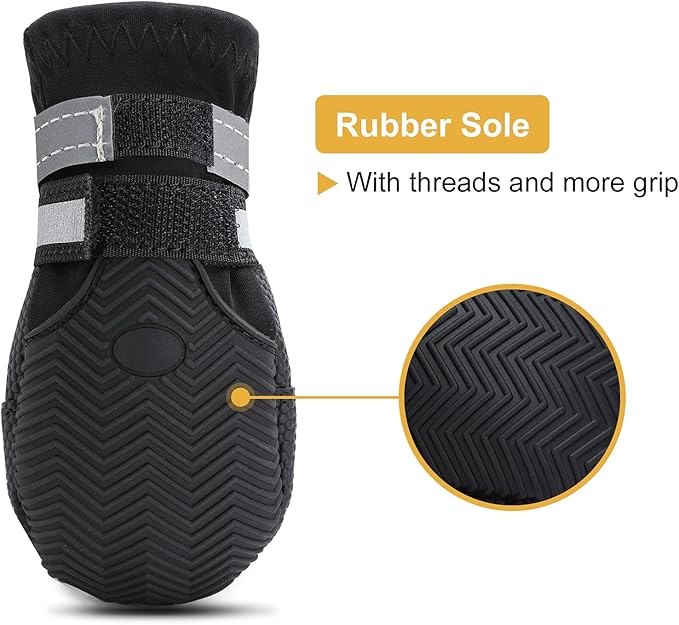 Dimicoo Water-Resistant Dog Boots for Medium Large Dogs,Non-Slip Dog Shoes for Winter Snow,Lightweight Paw Protector for Cold Pavement,Soft Dog Booties for Outdoor Walking Indoor Hardfloors
