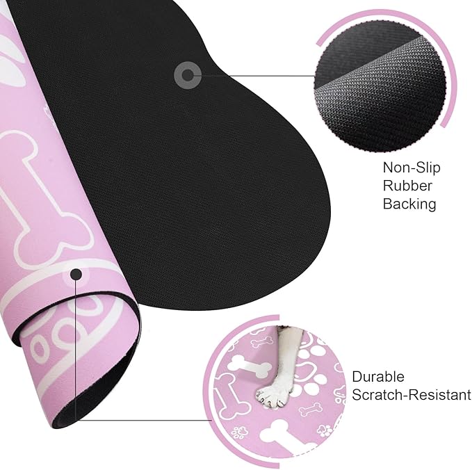 Dog Cat Mat for Food and Water,Rapid Absorbent Pet Feeding Mat, Bone Shaped Dog Placemat Bowl Mat with Rubber Backing,No Stains Pet Food Mats Indoor, Pet Accessories Supplies,Pink 17"×29"